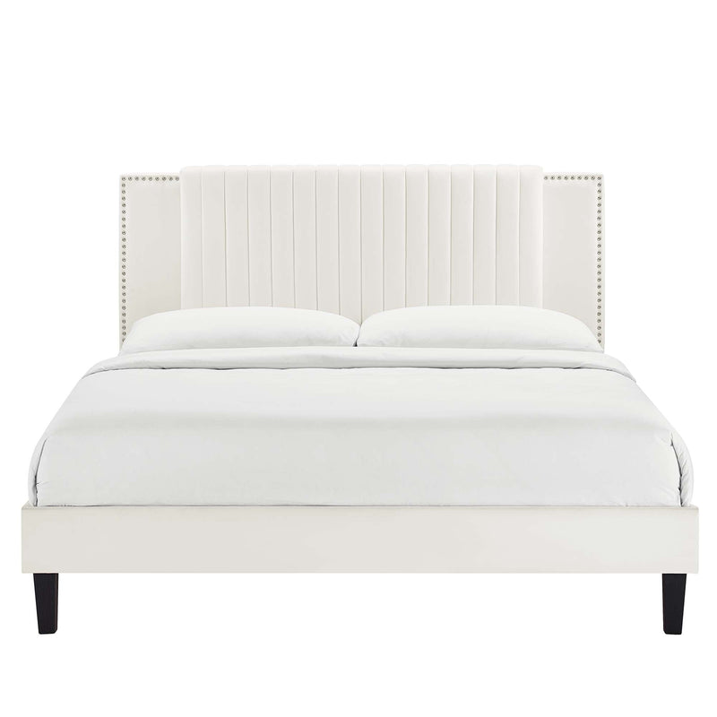Zahra Channel Tufted Performance Velvet Twin Platform Bed by Modway, photo 4 of 7