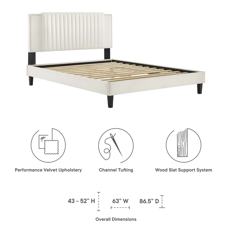 Zahra Channel Tufted Performance Velvet Twin Platform Bed by Modway, photo 2 of 7