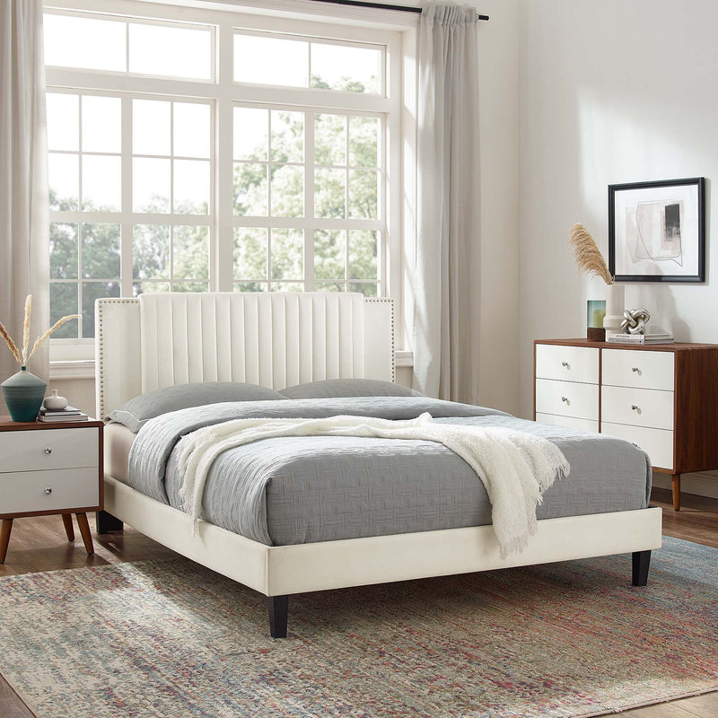 Zahra Channel Tufted Performance Velvet Twin Platform Bed by Modway, photo 7 of 7