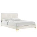 Sofia Channel Tufted Performance Velvet Full Platform Bed by HouseOfZazla