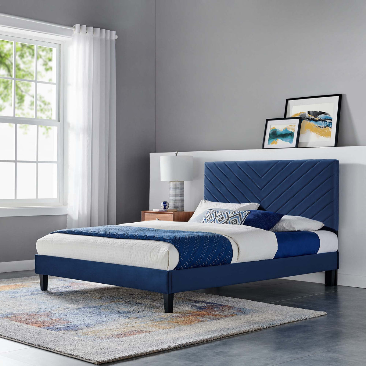Roxanne Performance Velvet Full Platform Bed by Modway, photo 9 of 14
