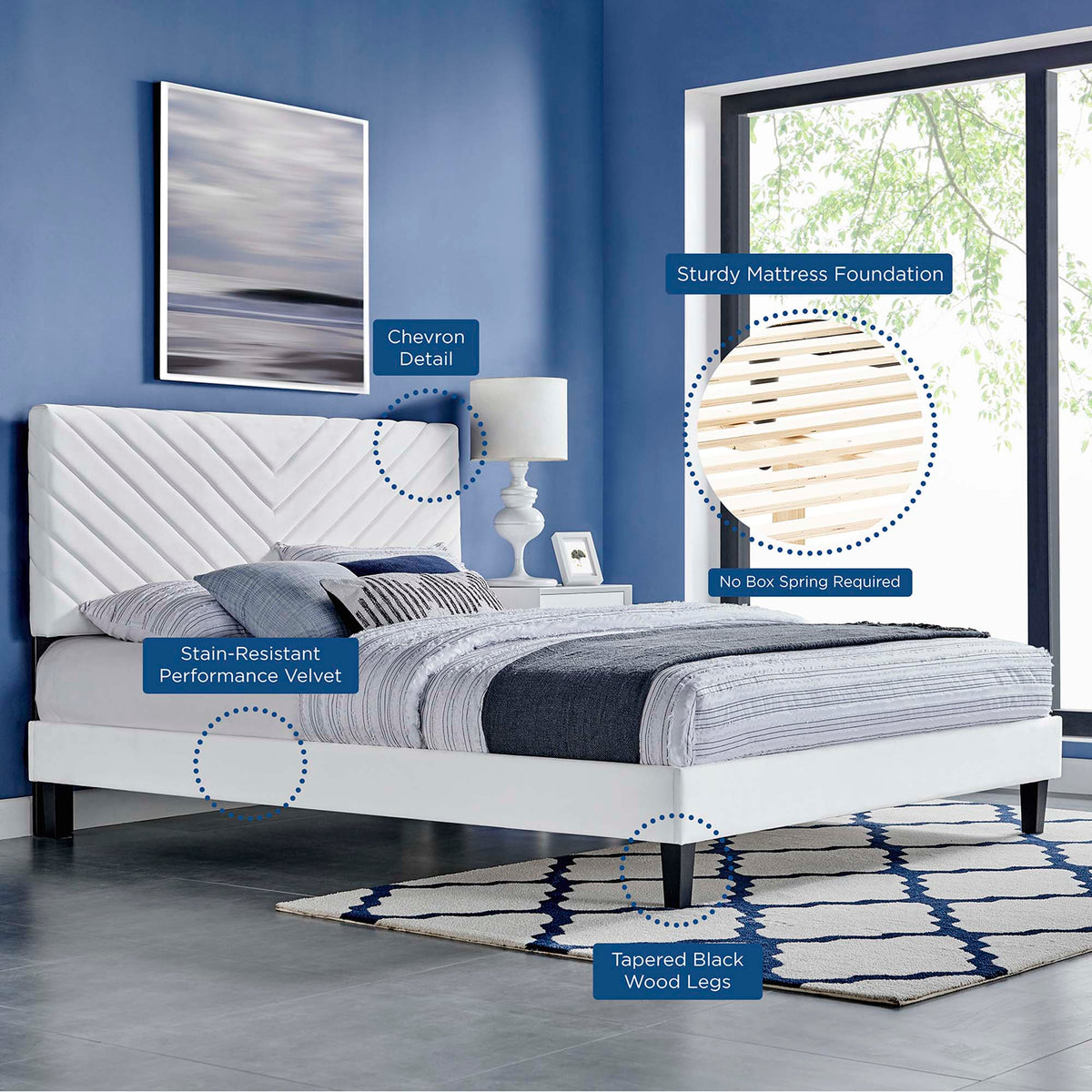 Roxanne Performance Velvet Full Platform Bed by Modway, photo 7 of 14