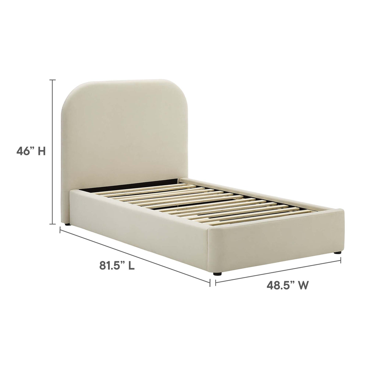 Keynote Performance Velvet Curved Twin Platform Bed by Modway, photo 13 of 14