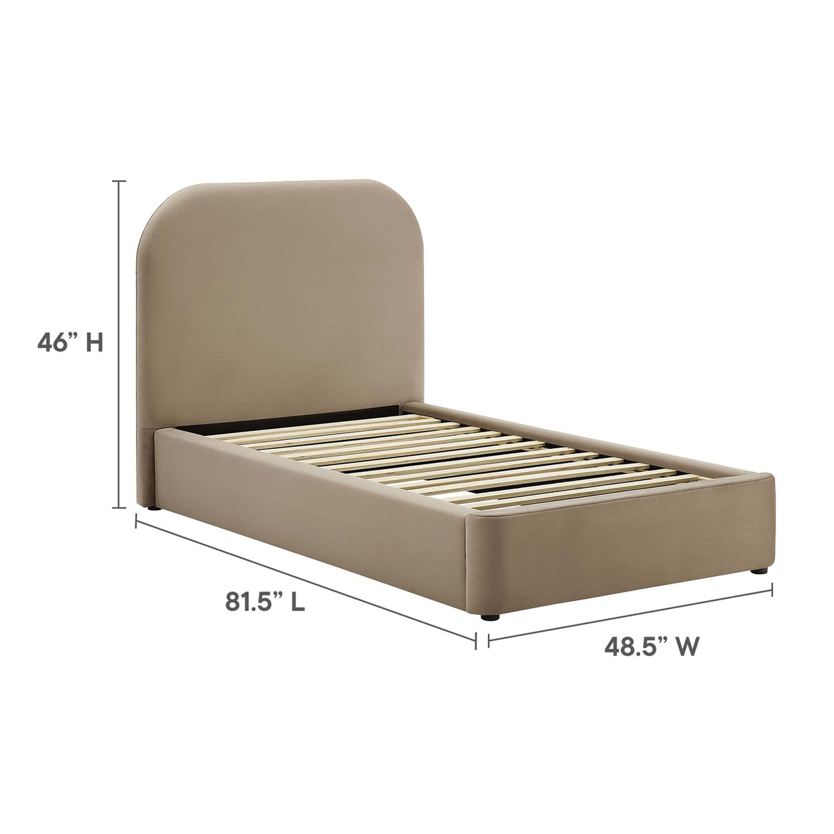 Keynote Performance Velvet Curved Twin Platform Bed by Modway, photo 2 of 14