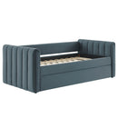 Veyla Channel Tufted Performance Velvet Twin Daybed With Trundle by HouseOfZazla