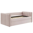 Veyla Channel Tufted Performance Velvet Twin Daybed With Trundle by HouseOfZazla