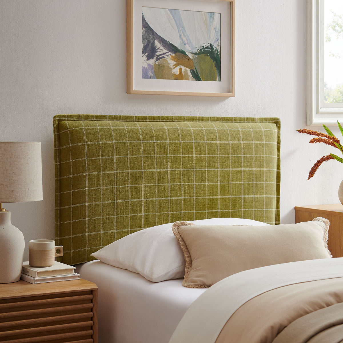 Camille Checkered Linen Blend Headboard by Modway, photo 7 of 47