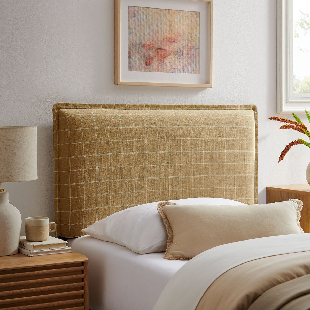 Camille Checkered Linen Blend Headboard by Modway, photo 23 of 47