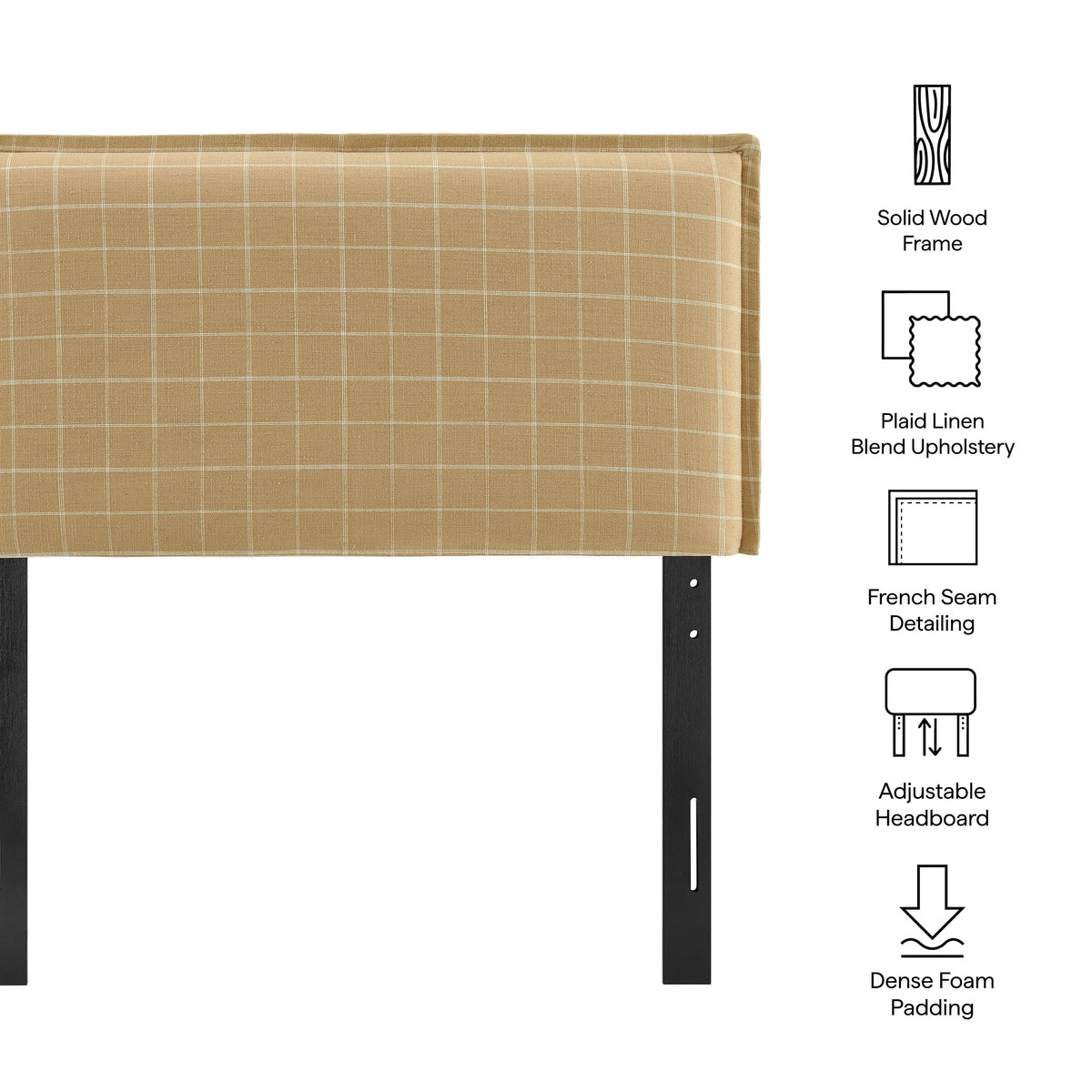 Camille Checkered Linen Blend Headboard by Modway, photo 18 of 47