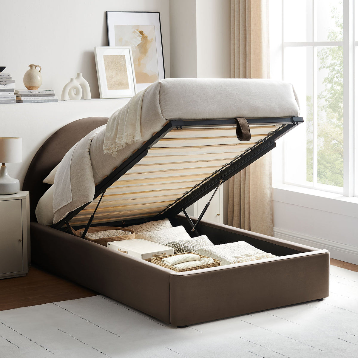 Resort Arched Performance Velvet Storage Platform Bed Frame by Modway, photo 22 of 52