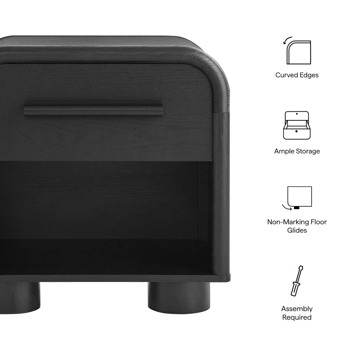 Bellamy Curved 1-Drawer Nightstand by Modway, photo 3 of 30