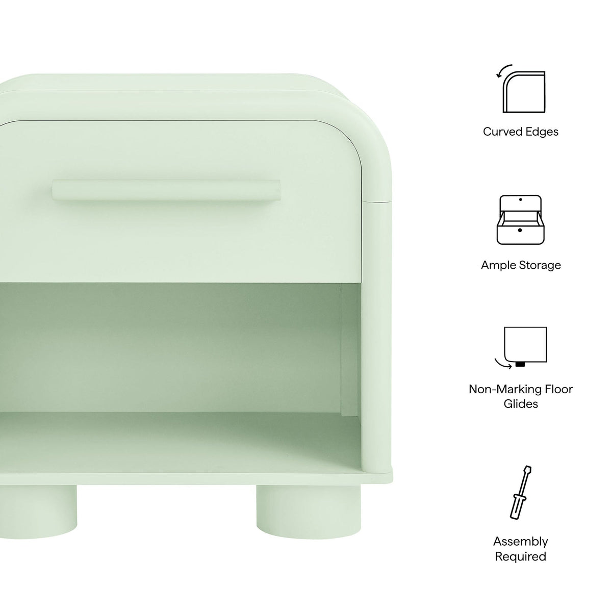 Bellamy Curved 1-Drawer Nightstand by Modway, photo 13 of 30