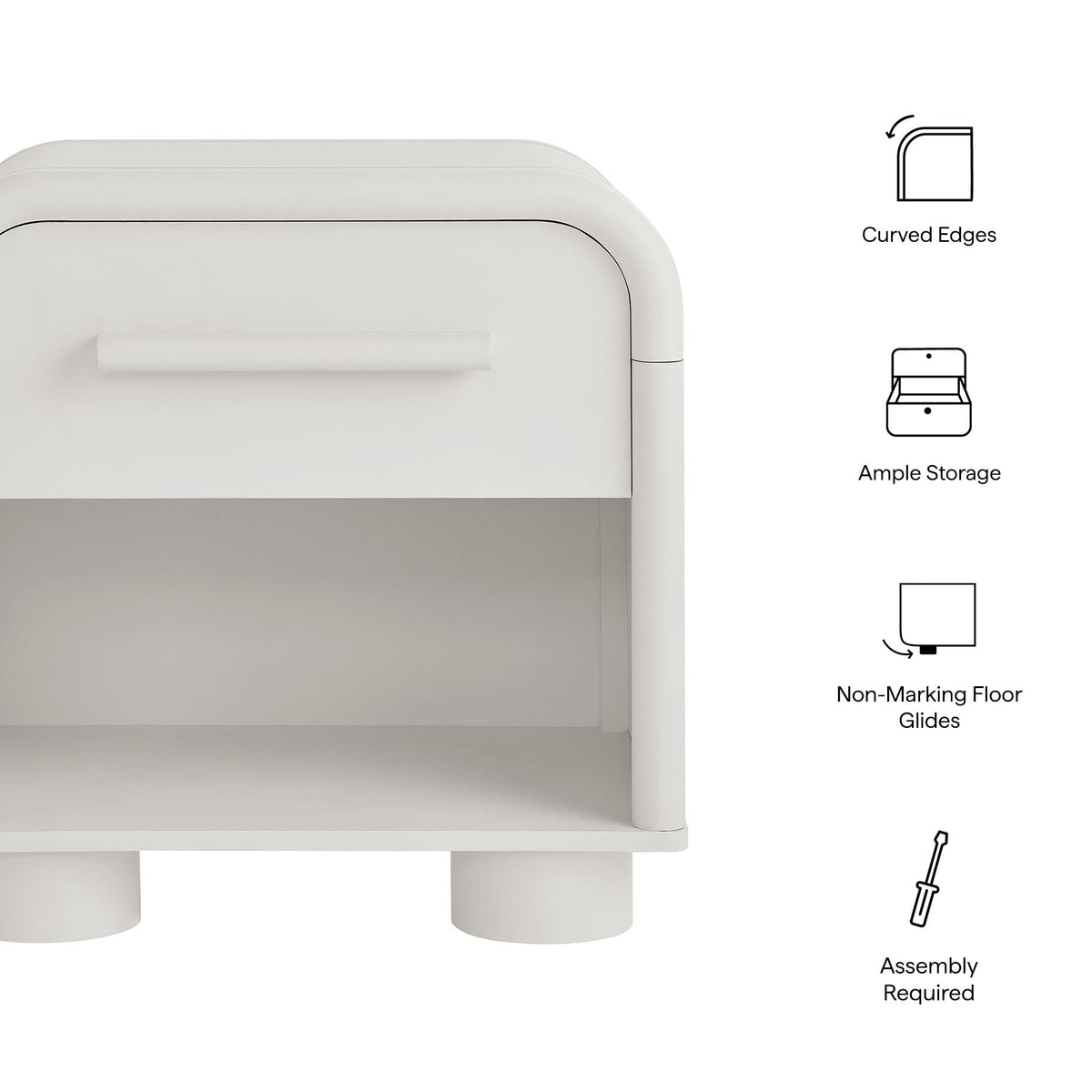 Bellamy Curved 1-Drawer Nightstand by Modway, photo 23 of 30