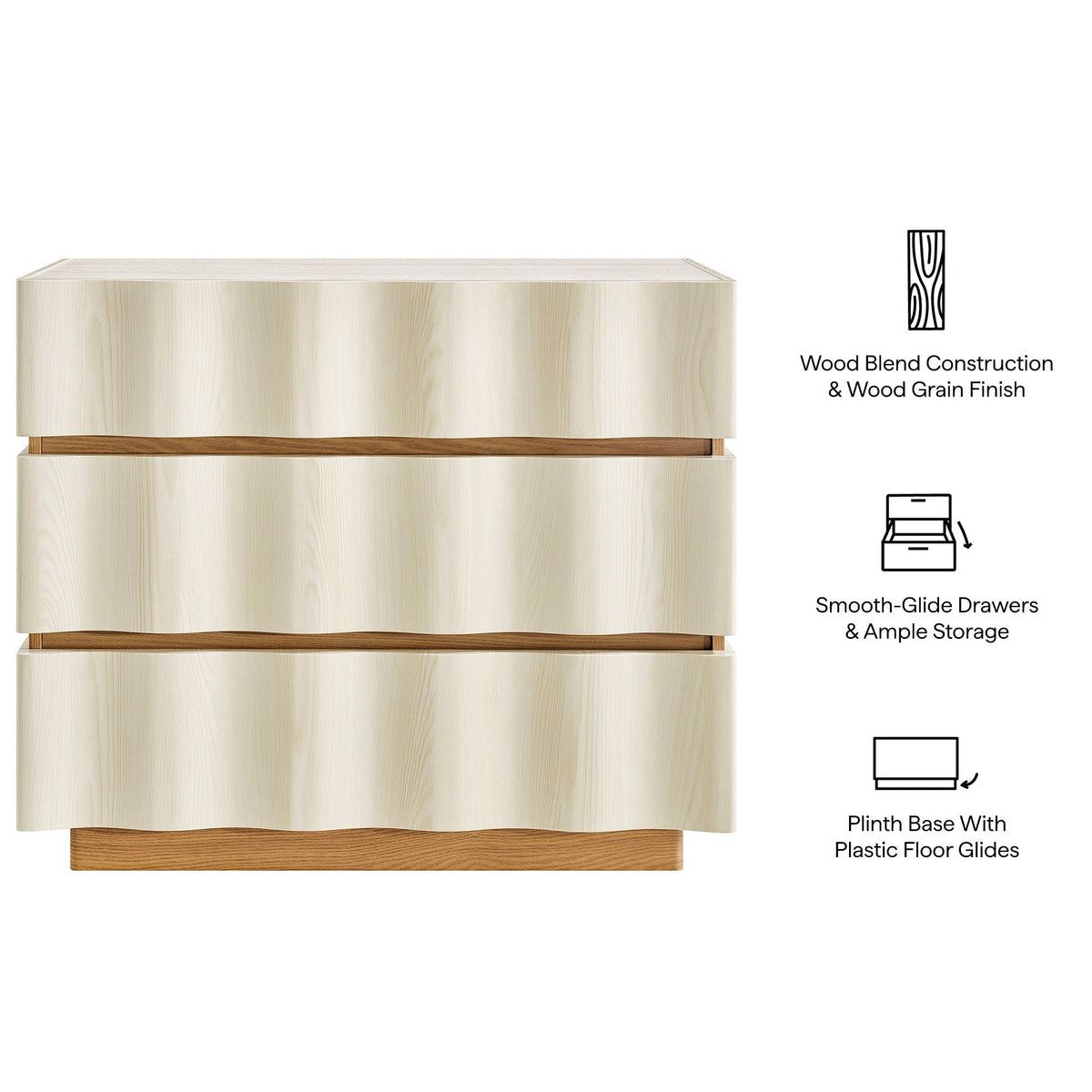 Isola Wavy 3 Drawer Chest by Modway, photo 20 of 27
