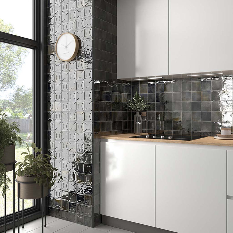 Black 4x4 Glossy Square Ceramic Tile (60 pack, 6.46 sq ft/case), photo 9 of 9