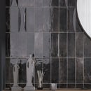 Black 2.5x8 Glossy Ceramic Subway Deco Tile (38 pack, 5.38 sq ft/case)