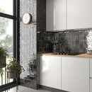Black 4x4 Glossy Ceramic Square Deco Tile (50 pack, 5.39 sq ft/case) - Sample