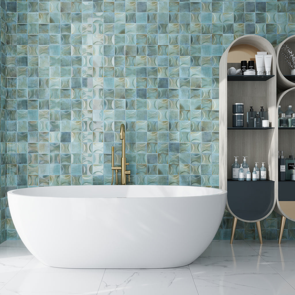 Blue 4x4 Glossy Ceramic Square Deco Tile (60 pack, 6.48 sq ft/case), photo 2 of 5