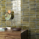 Olive Green 2.5x8 Glossy Ceramic Subway Tile (38 pack, 5.38 sq ft/case)