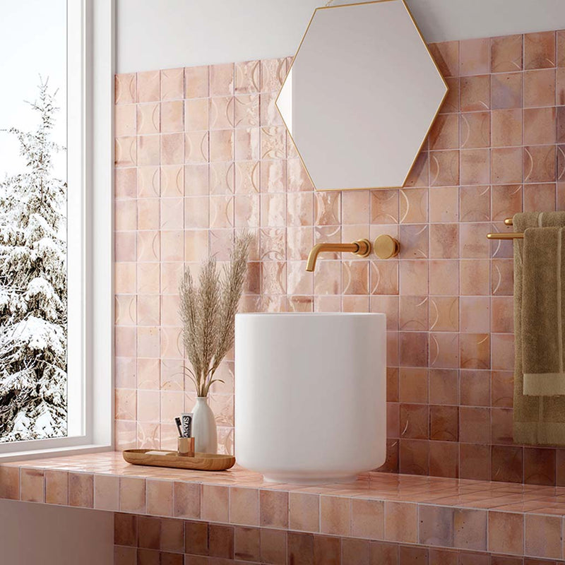 Pink 4x4 Glossy Square Ceramic Tile (60 pack, 6.46 sq ft/case), photo 7 of 8