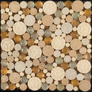 Multicolor 12x12 Penny Round Glossy Textured Glass Resin Mosaic Tile (5 pack, 5 sq ft/case)