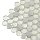 White 12x12 Glossy Penny Round Glass Marble Mosaic Tile (5 pack, 4.83 sq ft/case)