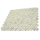 White 12x12 Glossy Penny Round Glass Marble Mosaic Tile (5 pack, 4.83 sq ft/case) - Sample
