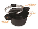 MASTERPAN Nonstick Stock & Pasta Pot With Glass Lid Strainer, 5 QT., 9" (23cm)