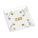 Golden Branch Square Matzah Plate