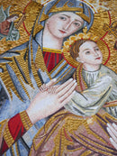 Saint Mary & Baby Jesus Mosaic Religious Mural | Handcrafted Luxury Art