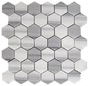 Gray 12x12 Polished Hexagon Equator Marble Mosaic Tile (5 pack, 4.83 sq ft/case)
