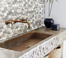 Gray 12x12 Polished Hexagon Equator Marble Mosaic Tile (5 pack, 4.83 sq ft/case)