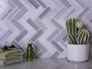Gray 12x12 Polished Herringbone Marble Mosaic Tile (5 pack, 5.29 sq ft/case) - Sample