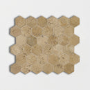 Noce Honed Filled Hexagon Travertine Mosaic