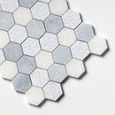 Bardiglio Light, Calacatta T Textured Hexagon 2 Marble Mosaic