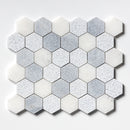 Bardiglio Light, Calacatta T Textured Hexagon 2 Marble Mosaic