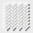 Alpina White Polished Herringbone Marble Mosaic