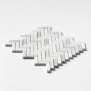 Mink White Honed Herringbone 5/8x2 Marble Mosaic