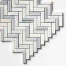 Mink White Honed Herringbone 5/8x2 Marble Mosaic