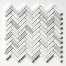 Mink White Honed Herringbone 5/8x2 Marble Mosaic