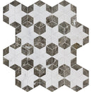 Avalon, Silver Drop Polished Stars Marble Mosaic