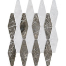 Avalon, Silver Drop Polished Rhomboid Blend Marble Mosaic