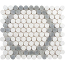 Bianco Dolomiti, Bardiglio Light Honed Penny Round 7 Marble Mosaic