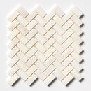 Calacatta Cremo Honed Herringbone 1x2 Marble Mosaic