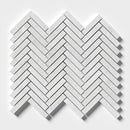 Siberian White Honed Herringbone Marble Mosaic