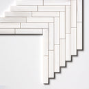 Bianco Dolomiti Polished Large Herringbone Marble Mosaic