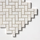 Siberian White Honed Herringbone 1x2 Marble Mosaic