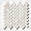 Siberian White Honed Herringbone 1x2 Marble Mosaic