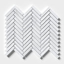 Bianco Dolomiti Honed Herringbone 5/8x3 Marble Mosaic