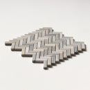 Silver Sky Honed Herringbone Marble Mosaic